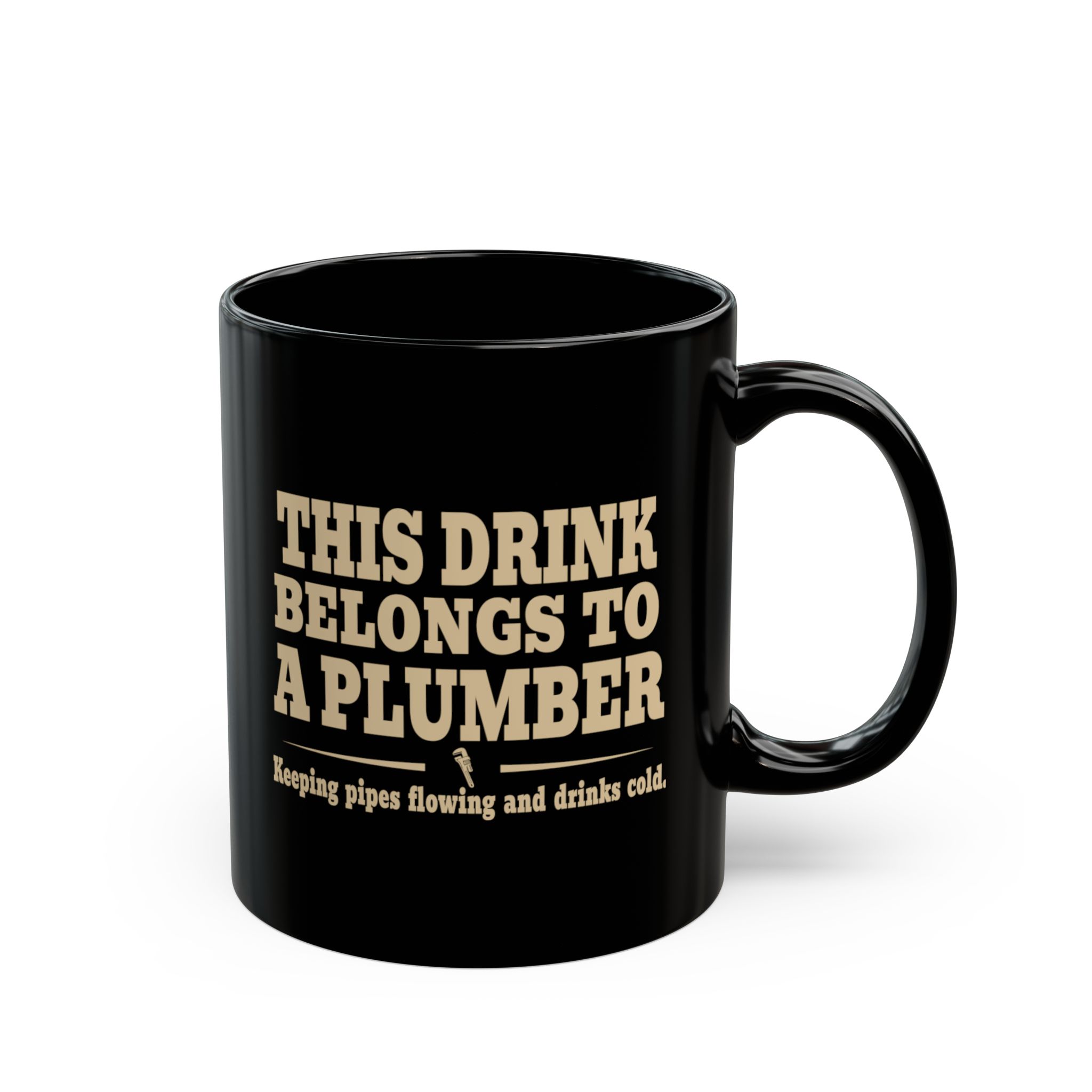 Black plumber mug shown from the right side